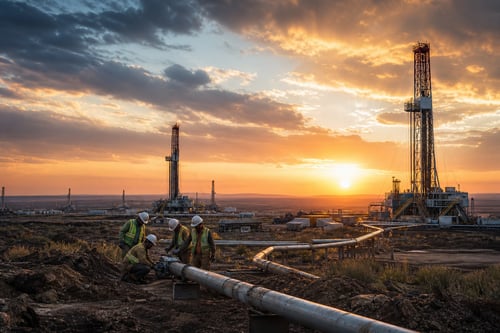 Oil Field at Dusk